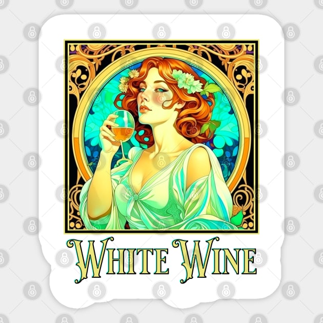 Art Nouveau White Wine Sticker by HolidayBug